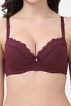 PrettyCat Underwire Lightly Padded T-shirt Bra With Sexy Trim Lace - Dark Brown — thumbnail 5